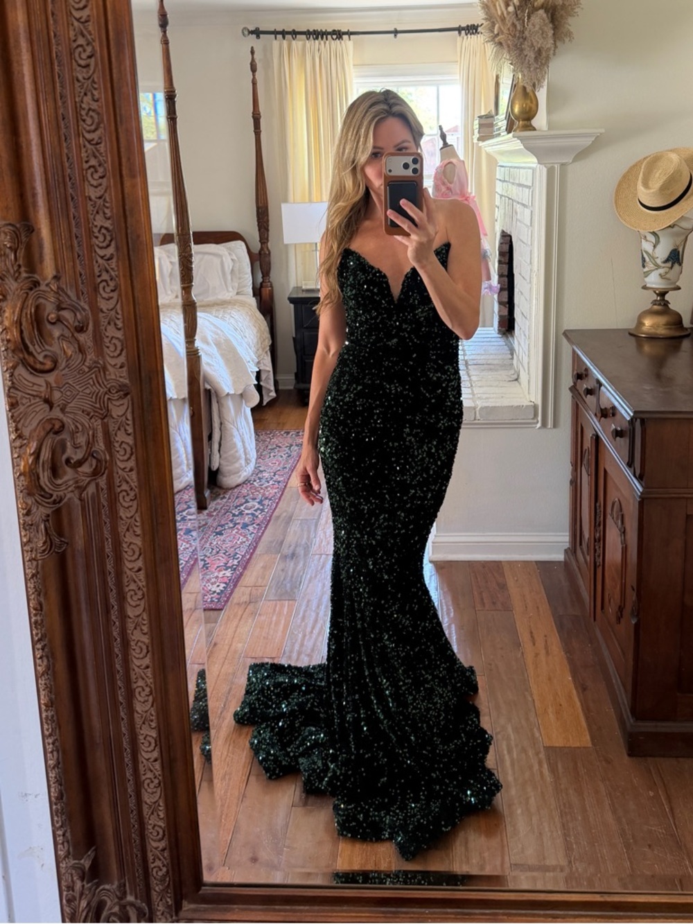 Portia and Scarlett Emerald Sequin Mermaid Gown